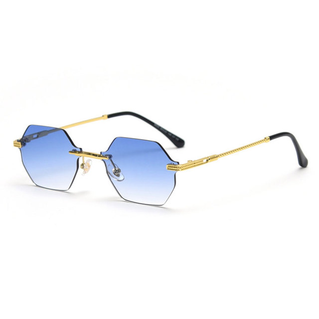 Moda 2021 - Okulary przeciwsłoneczne HBK Rimless dla mężczyzn/kobiet, lato podróży UV400, luksusowy mały kwadrat - tanie ubrania i akcesoria