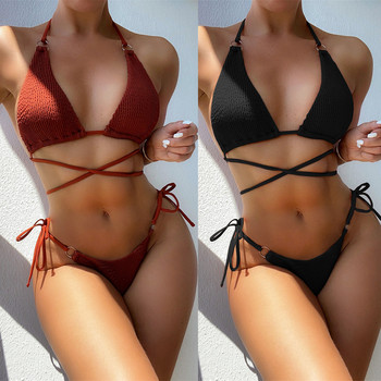 2021 Bikini kobiety - wysoka jakość, seksowny, stały bandaż, Halter - strój kąpielowy plażowy, zestaw bikini
