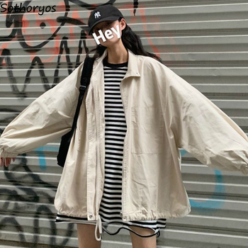 Płaszcz damski jednolity kolor na jesień, rozmiar 2XL, luźny, modny styl retro, inspirowany koreańskim, idealny na co dzień, elegancki płaszcz dla kobiet Harajuku