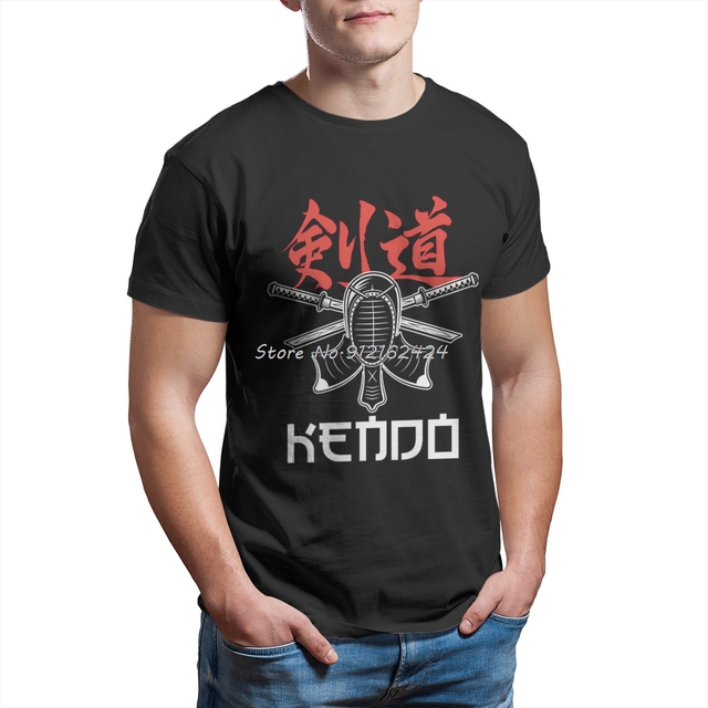 Kendo Bogu Shinai Katana - japońska koszulka męska z nadrukiem samurajskim - letnia koszulka bawełniana Streetwear - tanie ubrania i akcesoria