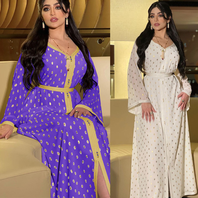 Dwuczęściowa biała sukienka muzułmańska Abaya Jalabiya dla kobiet - idealna na ślub, Eid, marokańską okazję, arabski styl - tanie ubrania i akcesoria