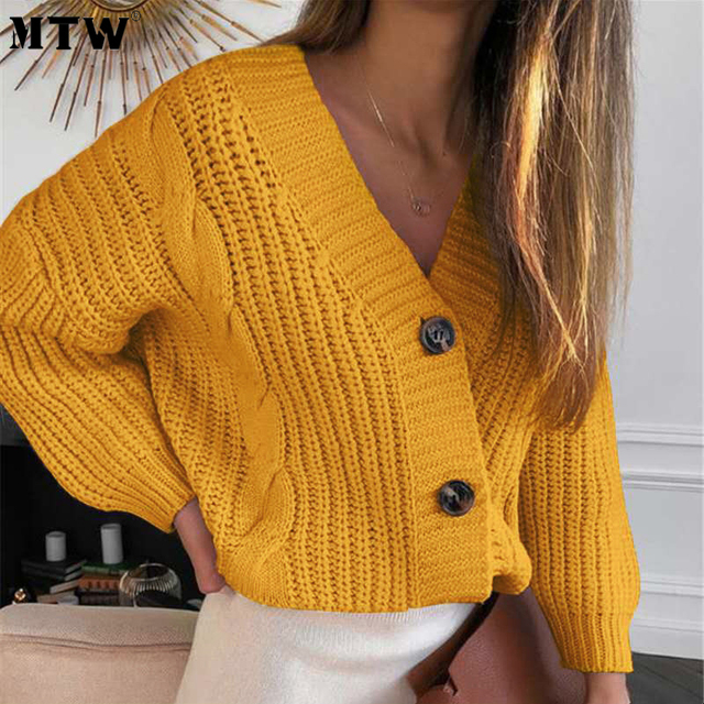 Nowy sweter damski długi z rękawem Casual Loose w stylu jesień-zima Vintage V-Neck Twist - tanie ubrania i akcesoria