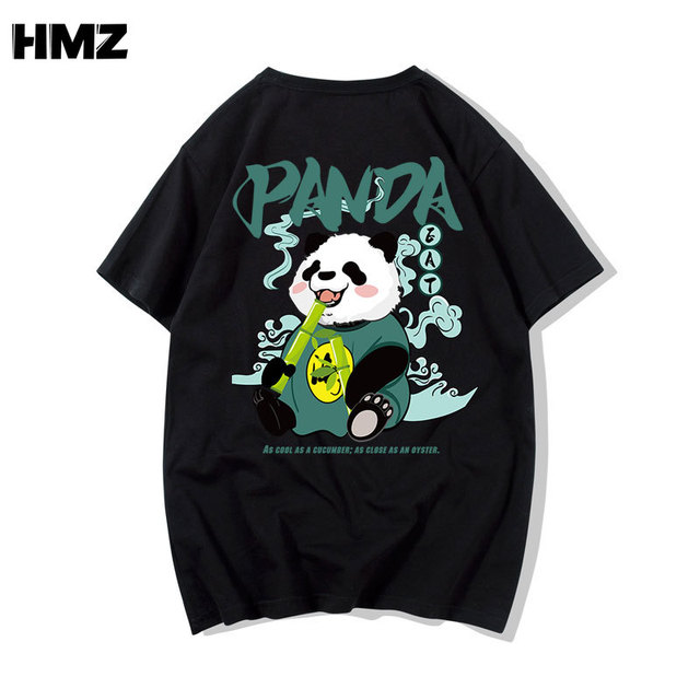 Mężczyźni T-shirt Tee Streetwear HMZ z nadrukiem pandy w stylu Harajuku – lato 2022 - tanie ubrania i akcesoria