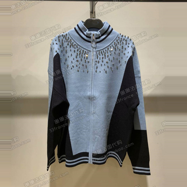 Sweter rozpinany damska jesień/zima styl klasyczny kontrastowy kolor trefle (g2678h) - tanie ubrania i akcesoria