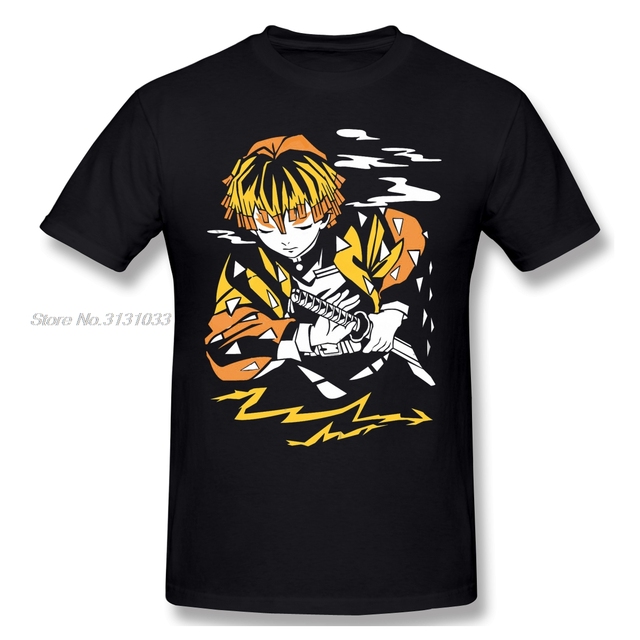 Koszulka męska z nadrukiem Zenitsu Agatsuma z Demon Slayer: Kimetsu nie Yaiba - tanie ubrania i akcesoria