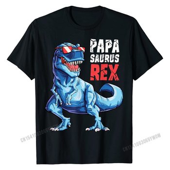 Męska koszulka z nadrukiem T-Rex Papa Saurus - papazaur dla taty z bawełny Fitness Hip Hop
