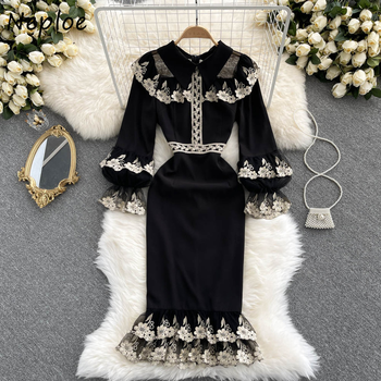 Suknia Neploe Temperament styl pałacowy, rozszerzane rękawy z haftem trąbka - rocznik 2022