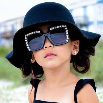 Okulary przeciwsłoneczne dla dzieci marki Oversize 2021 z dużymi oprawkami, ozdobione diamentami