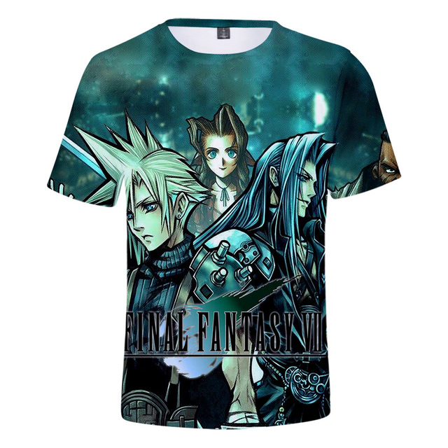 Koszulka Final Fantasy 7 3D Final Fantasy VII Cosplay T-shirt Casual Streetwear Harajuku Hip Hop Anime Tee dla mężczyzn - tanie ubrania i akcesoria
