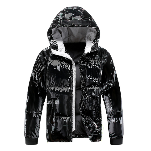 Kurtka męska zimowa Elena Store New Fashion Casual 3D z nadrukiem dopasowana kurtka z kapturem  - tanie ubrania i akcesoria