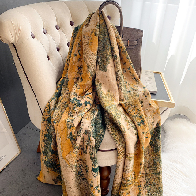 Długi damski szalik kaszmirowy w jesienno-zimowym stylu, długość 185 cm, szerokość 65 cm - tanie ubrania i akcesoria