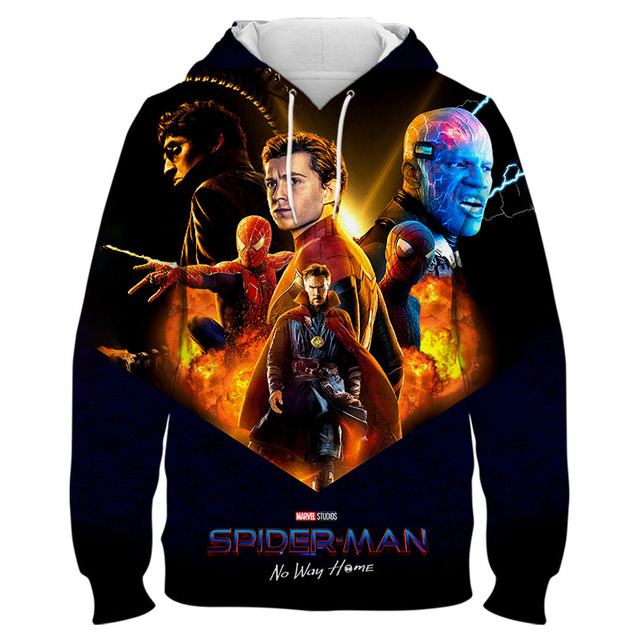 Męska bluza z kapturem Marvel Spider-Man 3D Print w stylu Harajuku, dla chłopaków i dziewczynek - tanie ubrania i akcesoria