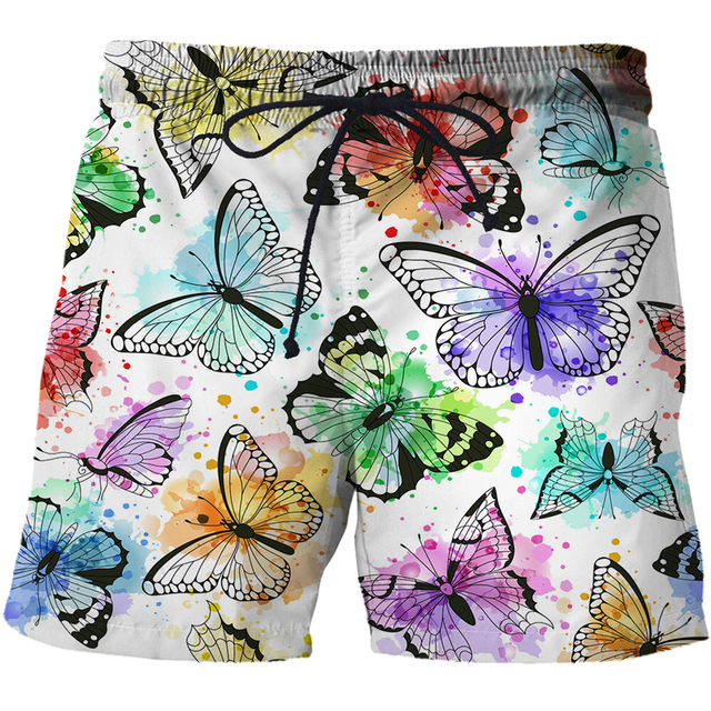 Męskie 3D spodenki plażowe o modnym wzorze motyla - wygodne, szybkoschnące i śmieszne - tanie ubrania i akcesoria