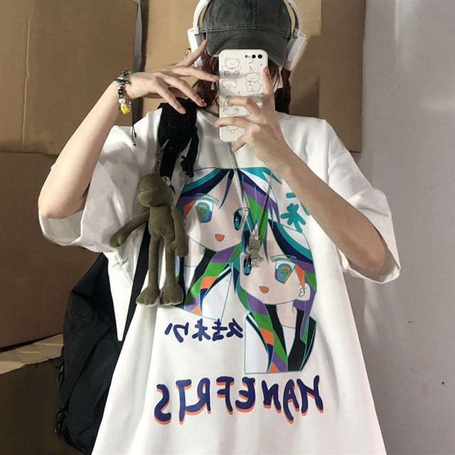 Koszulka Damska Anime Harajuku z Graficznym Nadrukiem, Lato 2021 - tanie ubrania i akcesoria
