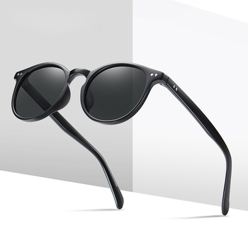 Nowoczesne spolaryzowane okulary przeciwsłoneczne TR z klasyczną okrągłą oprawką - mężczyźni i kobiety, ochrona UV