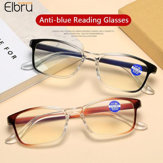 Okulary do czytania Elbru - kolorowe kwadratowe oprawki, ultralekkie, stopnie od +1.0 do +4.0 - tanie ubrania i akcesoria