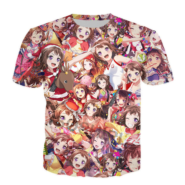 Koszulka damska SOSHIRL Kawaii z nadrukiem postaci z anime - słodka i energetyczna, idealna na lato - tanie ubrania i akcesoria