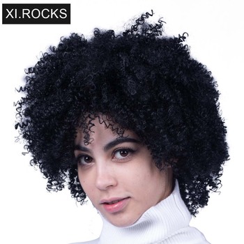Peruka afrykańska afro syntetyczna z włosami kręconymi typu Kinky Ombre blond dla czarnych kobiet - model 3310A/B+xi rocks