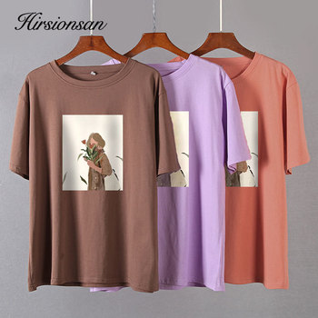 Koreańska koszulka damska Hirsionsan Harajuku z grafiką drukowaną na miękkim bawełnianym materiale - 2021