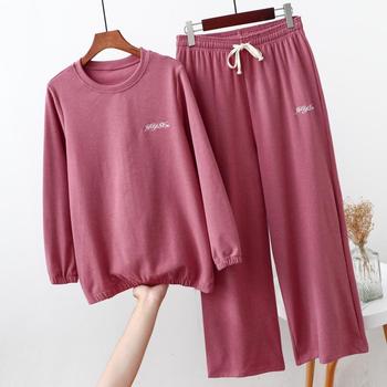 Nowa jesienno-zimowa ciepła piżama, zestaw 2 sztuk, duże rozmiary M-XXL, bawełniane piżamy dla kobiet, idealne na domowe wieczory