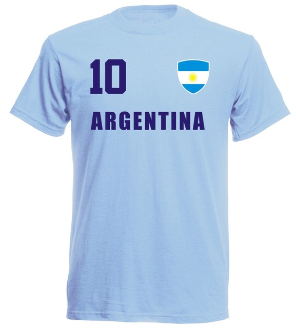 Koszulka męska 2019 O Neck bawełna Argentinien Kinder Sky Trikot piłkarz Nr 10 - tanie ubrania i akcesoria