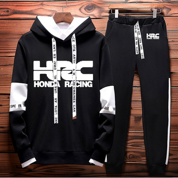 Męska bluza HRC Race motocyklowa wiosna-jesień z kapturem + spodnie – wysoka jakość, 2-częściowy zestaw