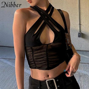 Fairy Grunge Crop Top bez rękawów dla kobiet 2021 - Nibber kobiety (Demon Slayer) - casualowe Streetwear