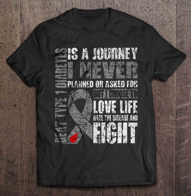 Koszulka męska Beat typ 1 cukrzyca - podróż, której nie planowałem, ale miłość do życia i walka - tanie ubrania i akcesoria