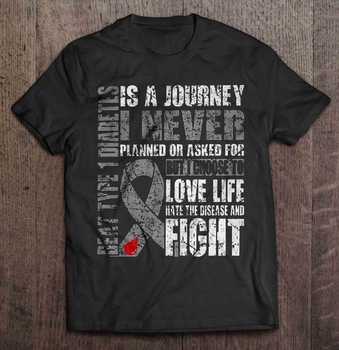 Koszulka męska Beat typ 1 cukrzyca - podróż, której nie planowałem, ale miłość do życia i walka
