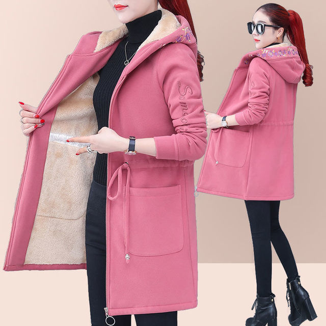 Pluszowy płaszcz jesienno-zimowy z kapturem dla kobiet w rozmiarze plus, famale - dodatkowo pogrubiony, luzem przed sprzedaż hurtową - tanie ubrania i akcesoria