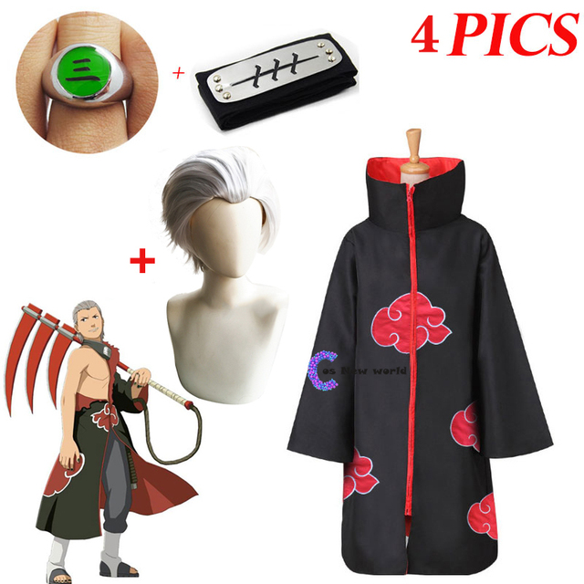 Anime Hidan Cosplay - Nowa Moda 2021! Czarny Płaszcz Kostium dla Dorosłych Hidan - Kostium na Halloween! - tanie ubrania i akcesoria