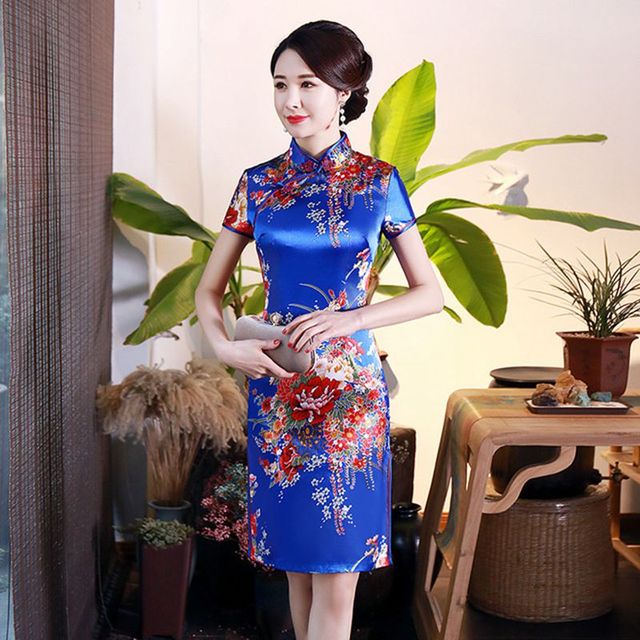 Sukienka wieczorowa Cheongsam Vintage Oriental Lady S-6XL - tanie ubrania i akcesoria