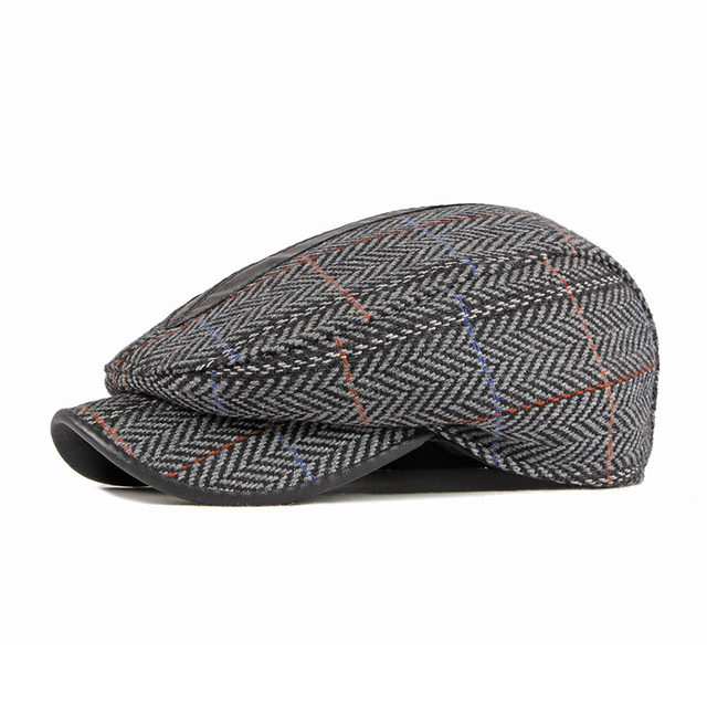Retro brytyjski beret Golf - płaska czapka z jodełką, idealna na jesień i zimę dla mężczyzn w średnim wieku - tanie ubrania i akcesoria