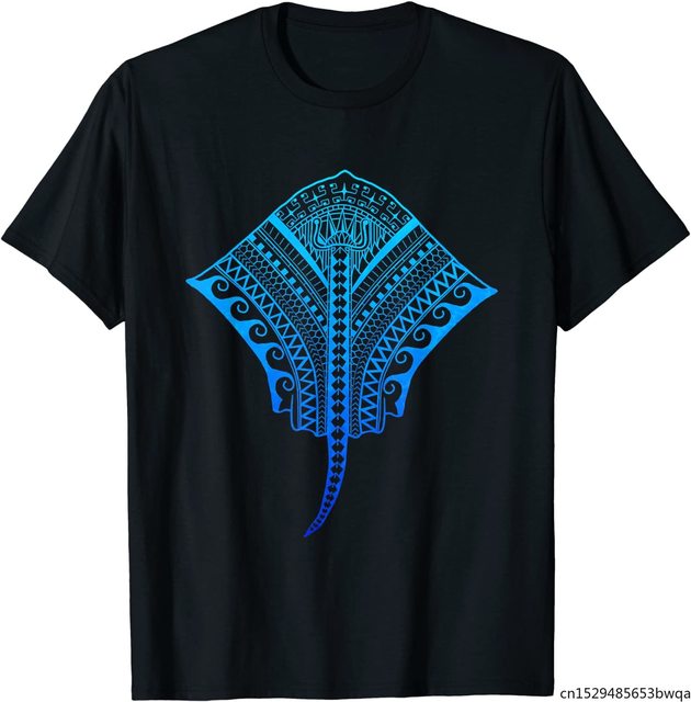 Plemienna koszulka na plażę Ocean Blue Stingray Island unisex (kolor: hawajska) - tanie ubrania i akcesoria