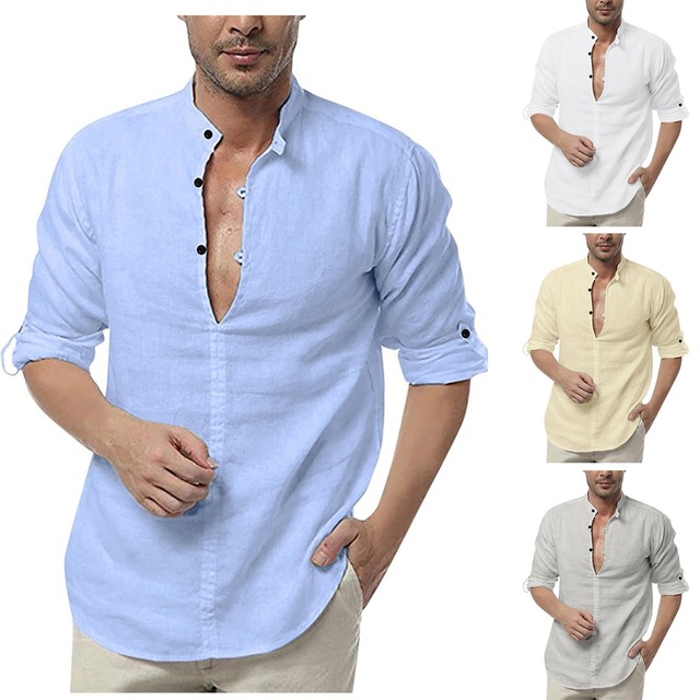 Biały zestaw męskiej odzieży z długim rękawem V Neck - Plus rozmiar M-3XL - tanie ubrania i akcesoria