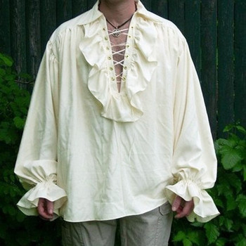 Męska koszula Flare o gotyckim vintage stylu ze długim rękawem Feitong - jesienna odzież, solidna bluzka
