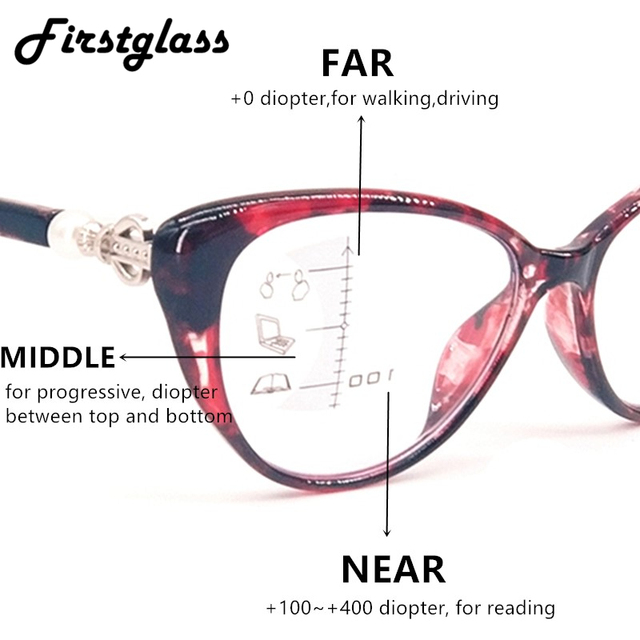 Trwały i modne okulary do czytania Tr90: Kobiety kocie okulary Retro progresywne, wieloogniskowe, wysokiej jakości, powiększające prezbiopię - tanie ubrania i akcesoria