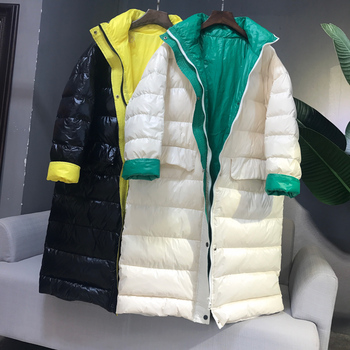 Ultralekka kurtka puchowa jesień/zima, biały, długa, żeńska, luźna SF2127