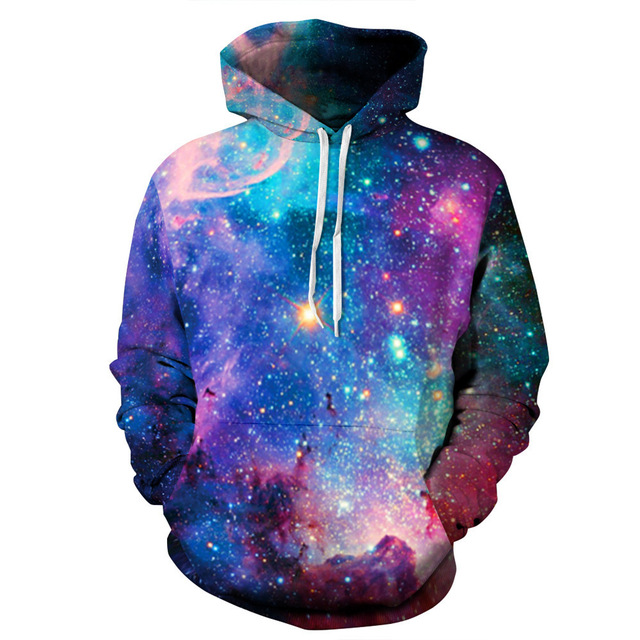 Nowy męski sweter z kapturem 2021 wiosna/jesień - wszechświat Starry Starry, kolorowy, 3D cyfrowy, długi rękaw - tanie ubrania i akcesoria