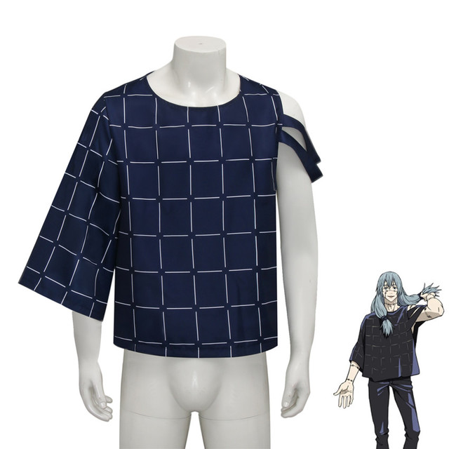 Przebranie na karnawał Mahito z anime Jujutsu Kaisen, niebieska luźna koszulka dla mężczyzn - tanie ubrania i akcesoria