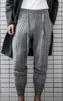 Wąskie męskie ołówkowe spodnie dresowe z wysokim wiązaniem w pasie - jesienno-zimowa kolekcja