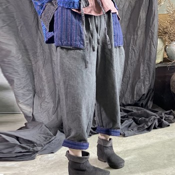Johnature damska retro spódnica capri patchwork harem pants jesienno-zimowa 2021 w pasie do kostek