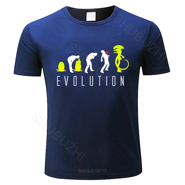 Koszulka męska Alien Evolution - sci-fi, czarny, z okrągłym dekoltem, euro rozmiar [dopracować] - tanie ubrania i akcesoria