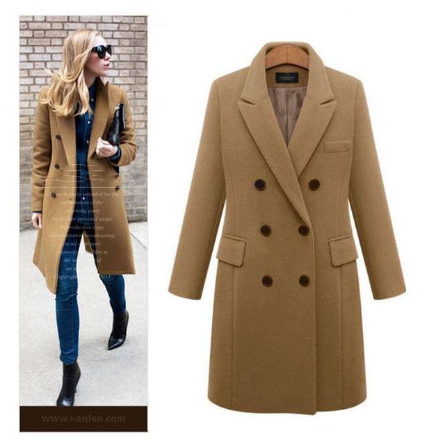 Płaszcz zimowy damski elegancki wełniany w odcieniach jesieni, podwójny splot, długi, Plus Size 5XL - tanie ubrania i akcesoria