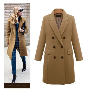 Płaszcz zimowy damski elegancki wełniany w odcieniach jesieni, podwójny splot, długi, Plus Size 5XL