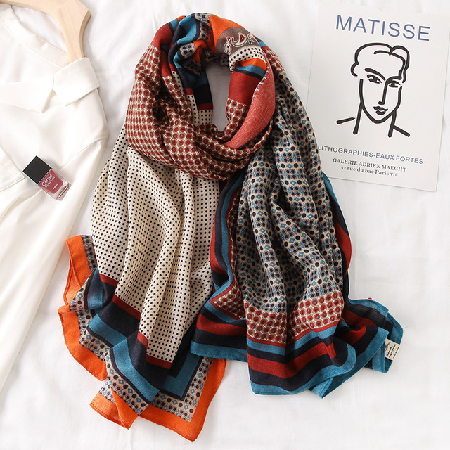 Jesienno-zimowy damska szal bawełniany - jakościowy, modny, elegancki - tanie ubrania i akcesoria