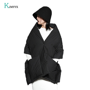Ciepły damski płaszcz zimowy KJMYYX - czarne ubranie 2020, modny żakiet bawełniany безрękawnik