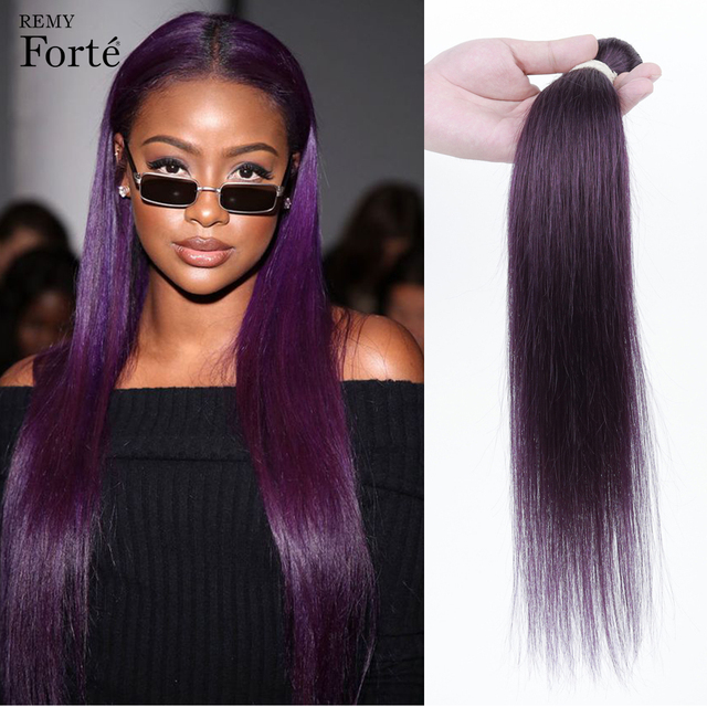 Remy Forte fioletowe wiązki ludzkich włosów z Brazylii - proste włosy - tanie ubrania i akcesoria