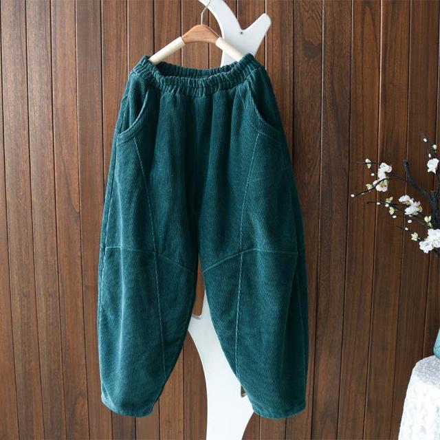 Kobiety Spodnie Capri na wiosnę/jesień 2021 - Patchwork, luźne, bawełniane sztruksy Harem Pants W605 - tanie ubrania i akcesoria