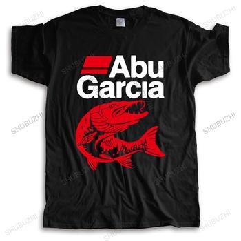Niestandardowa męska koszulka czarna ABU GARCIA Fish O-Neck S-3XL z krótkim rękawem